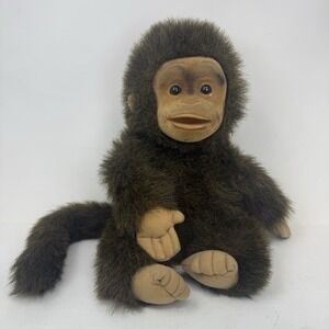 Hosung Brown Monkey Hand Puppet 10" Plush Flocked Face Vintage Chimp 1994